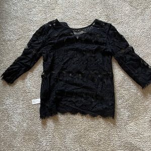 New with tags! Xhilaration size M lace overlay shirt black